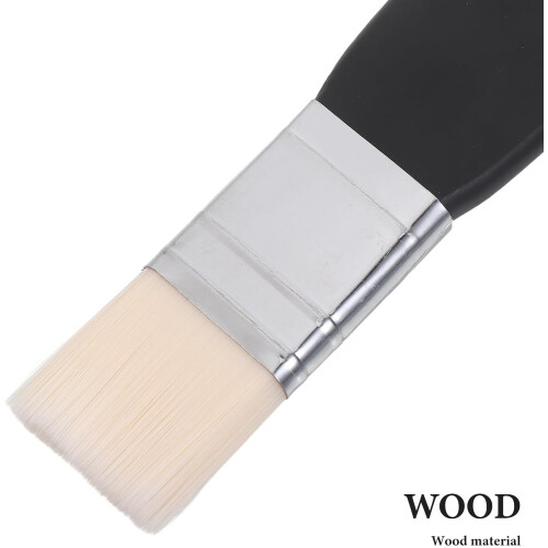 Set di 4 pennelli piatti con setole di nylon e manico in legno per acquerello e tempera. 2