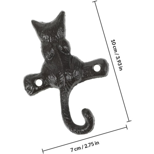 Lot de 4 patères décoratives murales vintage en fer forgé en forme de chat 1