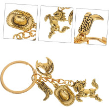 4er-Set Western-Cowboy-Accessoires: Metall-Schlüsselanhänger mit Pferdemotiven im rustikalen Stil