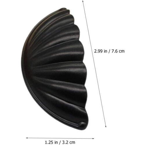 4pcs Vintage Shell Shape Drawer Pull Handles for Cabinets, Black Alloy Material 1