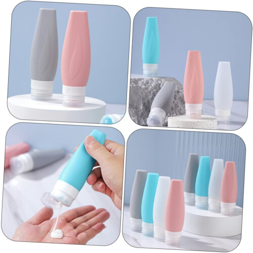 Travel Bottles Silicone Conditioner Bottle 4Pcs 90Ml Refillable Squeeze Leakproof 1