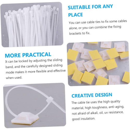 3pcs Self Adhesive Cable Tie Holders Wire Tie Base Holders Multi-purpose Adhesive Mounts 1