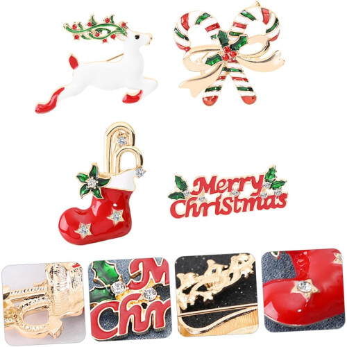 4 st tecknad älgbrosch julbrosch damkläder accessoarer älgnål 2