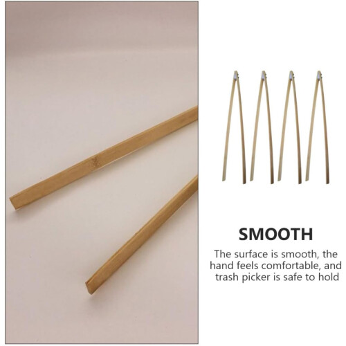 4pcs Bamboo Litter Picker Garbage Grabber 45cm Long Garbage Clamp com Parafuso Design Multi-função Pickup Tool 2