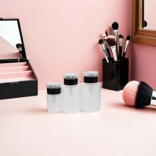 3pcs Push Top Pump Dispenser Empty Plastic Bottles Nail Polish Remover Bottle for Beauty Salon Home Use
