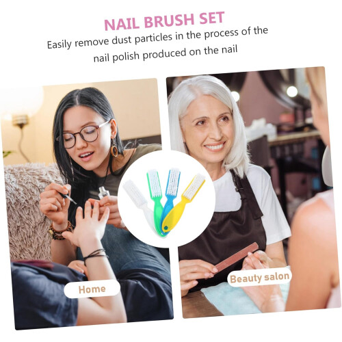 Nail Brush Set 4pcs Long Handle Plastic Nail Cleaning Brush 2