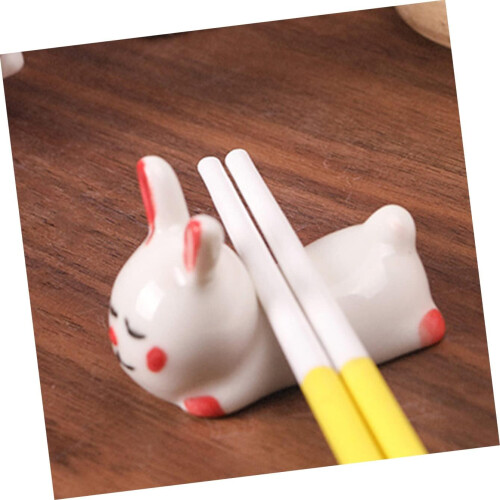 4pcs Bunny Shape Ceramic Chopstick Rest Stand Spoon Holder Fork Rest Holder 2