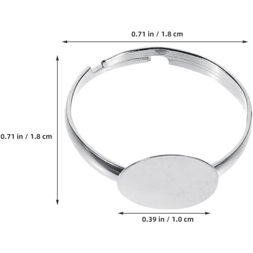 50pcs Adjustable Ring Blanks with Flat Pad Settings 10mm Metal Ring Bases 1