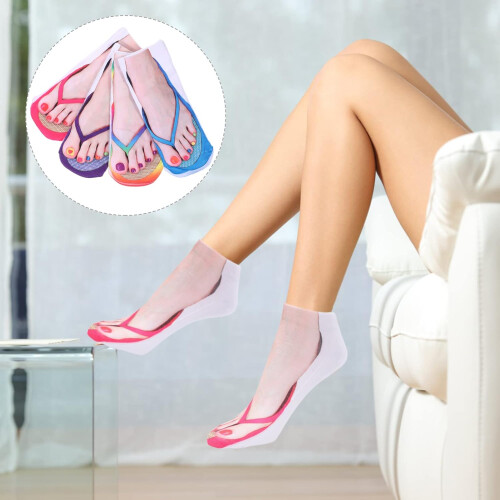 4 Paar Damen-Knöchelsocken aus Polyester, bequem, leicht, modisches Design 1