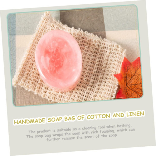 Soap Mesh Holder Small Mesh Bag 4pcs Cotton Linen Drawstring Foaming Net 2