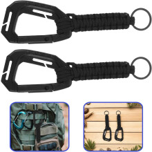 4Pcs Outdoor Tactical Carabiner Hooks with Adjustable Wrist Strap, Heavy-Duty Metal Key Buckles