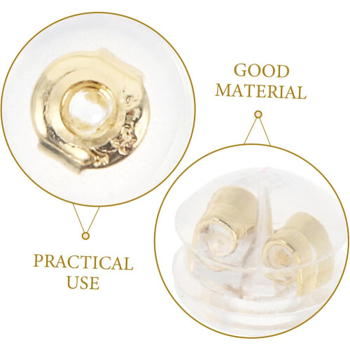 4pcs Gold Earring Safety Backs for Studs Anti-drop Hypoallergenic round Silicone Replacement Backs 2