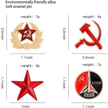 Set di 4 spille vintage sovietiche in lega a forma di stella, spille da bavero russe, accessori decorativi per abbigliamento.