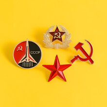 4 broches soviéticos vintage de aleación con forma de estrella, alfileres de solapa, insignia rusa, juego de accesorios de decoración de ropa