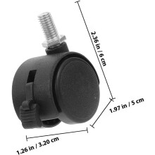4 stuks 1,25-inch zware plantenwielen met rem, schroefdraad 8x15mm