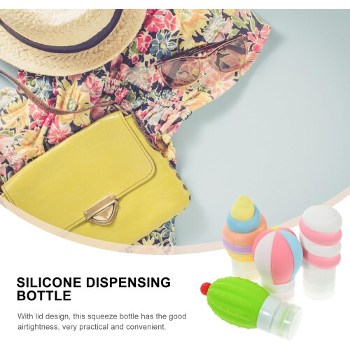 4 flaconi in silicone a pressione per salse, senape e ketchup.