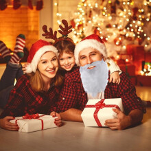 4er-Packung weiße, lange künstliche Weihnachtsbärte für Weihnachtsfeiern und als Kostümzubehör
