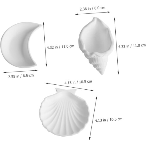 3pcs White Plaster Moon Shell Jewelry Trays Small Decorative Display Plates 1