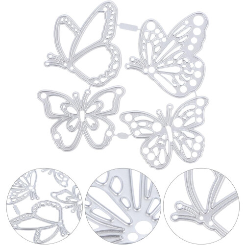 4 matrices de découpe décoratives en forme de papillons, en acier au carbone. 2