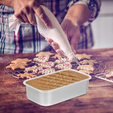 Set di 4 teglie quadrate per torte e pane, teglia per pane argentata, utensili da cucina per la casa, pronti per il forno, toast