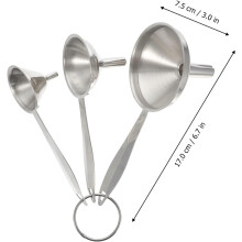 3 mini imbuti per il travaso di olio e acqua, in acciaio inossidabile, con spazzola per la pulizia.