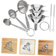 Set di imbuti da cucina in acciaio inox, imbuto per conserve in metallo con filtro in nylon