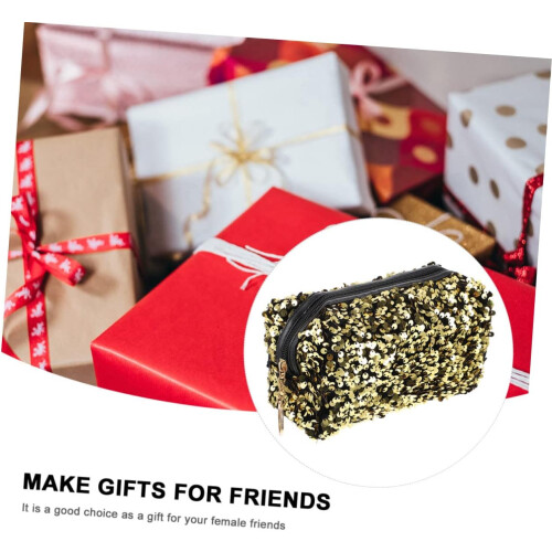 3pcs Portable Sequin Cosmetic Bag Multifunctional Makeup Organizer Storage 2