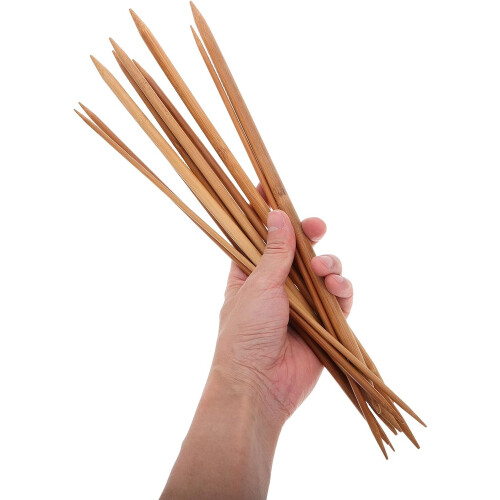 36 agujas de tejer de bambú de doble punta, largas, para calcetines, manualidades de bambú.