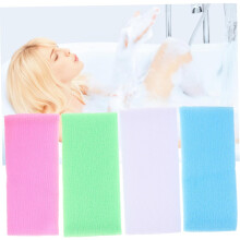4 Stück Nylon-Peeling-Waschlappen für die Dusche, weiche Rückenwaschtücher in Grün und Weiß