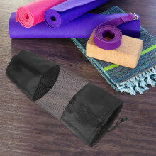 3 bolsas de malla con cordón para esterillas de yoga, organizador de gimnasio deportivo, color negro y portátil.
