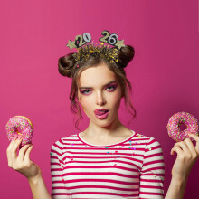 4pcs 2026 New Year Headband Set with Glitter Star Hair Hoop, Comfortable Cloth and Plastic Material