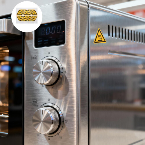 30 etichette di avvertimento per alte temperature, autoadesive, triangolari, resistenti al calore.