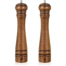 Wood Pepper Grinder Set Oak 10 inch 2 pcs