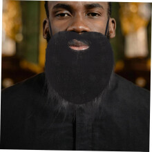3pcs Realistic Fake Beard Costume Chin Beard for Men Halloween Pirate Party Cosplay Elastic Strap Black