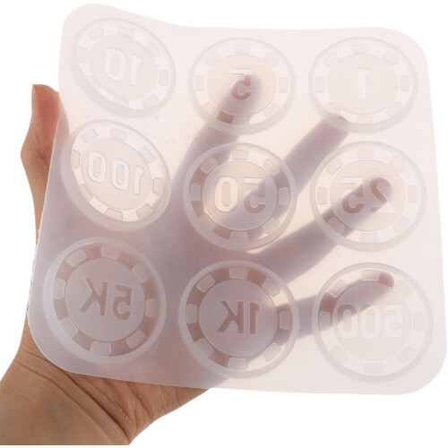 3-teilige Silikonform für Pokerchips, digitale Spielchips, wiederverwendbare Harzgussform
