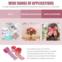 3 rollos de cinta con lazo para el Día de San Valentín, cinta con borde de alambre para manualidades y decoración (por paquete)