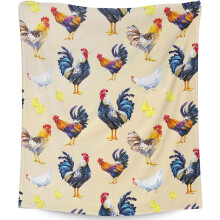 Chicken Print Throw Blanket Beige 60x50 Inches