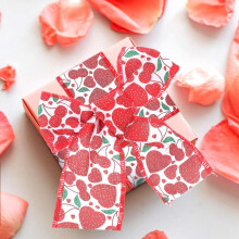 3 Rollen Valentinstag-Schleifenband mit Drahtkante zum Basteln und Dekorieren pro Packung