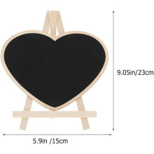 Juego de 3 mini pizarras con forma de corazón, pizarra pequeña de madera