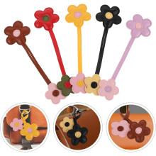 5 Stück Sonnenblumen-Schlüsselanhänger aus Leder für Handtaschen und Tragetaschen, Blumen-Geldbörsenanhänger