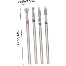 4-teiliges Set Schleifköpfe aus Wolframstahl für Nagelfräser, Maniküre-Werkzeuge für Nagelkunst und Nagelpflege