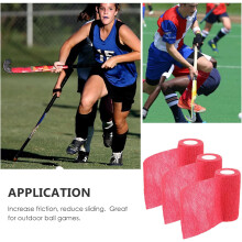 3 rouleaux de ruban adhésif rouge pour poignées de hockey, 10 cm x 4,5 m, absorbant la transpiration et antidérapant.