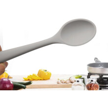 3-teiliges Set grauer Silikonlöffel, antihaftbeschichtet, Küchenutensilien, Speiselöffel