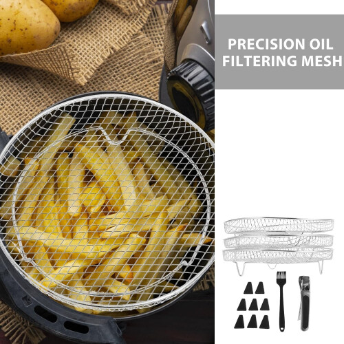 13Pcs Stackable Round Air Fryer Rack Set 8 Inch Stainless Steel Multi-Layer Dehydrator Rack 2