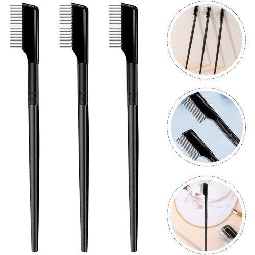 Lot de 3 peignes à cils avec brosse pour une application précise du maquillage. 1