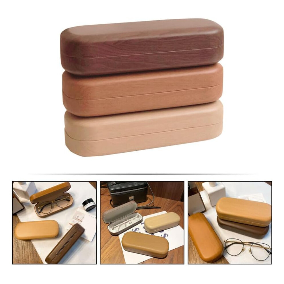 Hkhbjs 3Pcs Hard Shell Eyeglass Cases Vintage Wood Grain Sunglasses Case