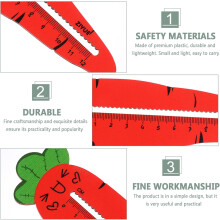 Regras de onda de forma de cenoura de madeira de 3pcs 12cm Conjunto para estudantes, ferramentas de desenho de papelaria criativa da escola