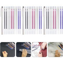 3 juegos de rotuladores termoadhesivos para costura con 10 recambios de colores surtidos cada uno. Borrables a alta temperatura.