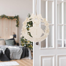 3 Stück unfertige Schneemann-Holzausschnitte mit Seil für DIY-Weihnachtskranz-Bastelarbeiten