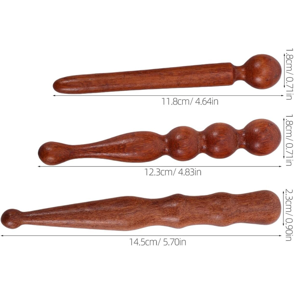 Hkhbjs 3Pcs Wooden Acupressure Massage Stick Roller For Muscle Stimulation Guasha Wood Massage Stick